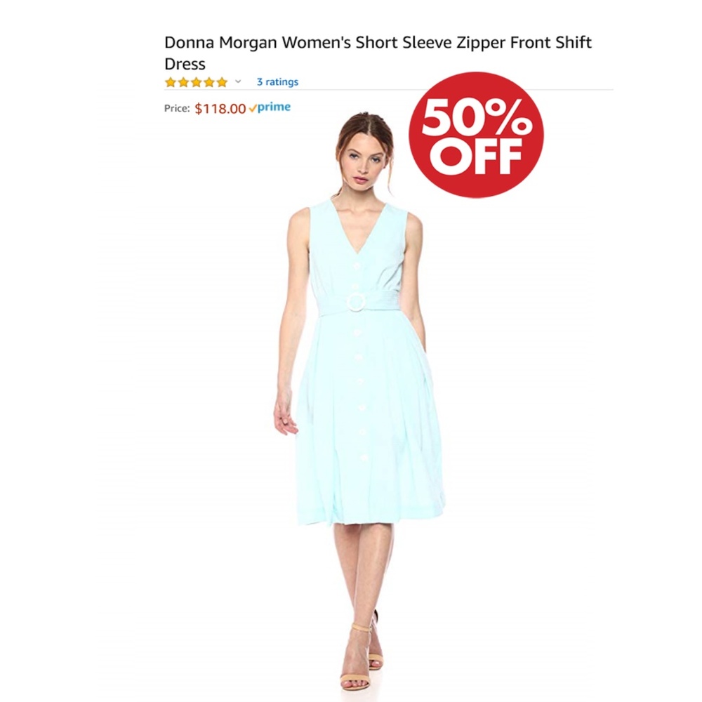 Donna Morgan Short SleeveZipper Front Shift Dress